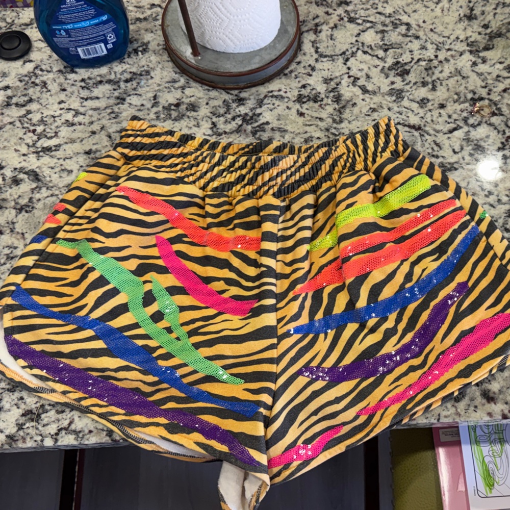 QUEEN OF SPARKLES Multicolor Zebra Print Shorts